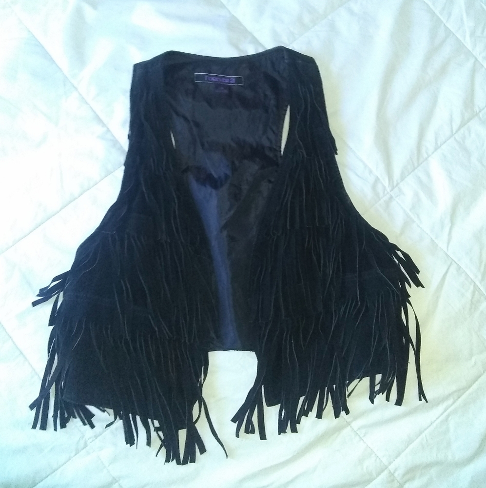 Fringe leather vest